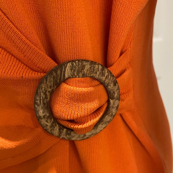 Beautiful wrap top in a striking tangerine color. - Picture 4 of 7